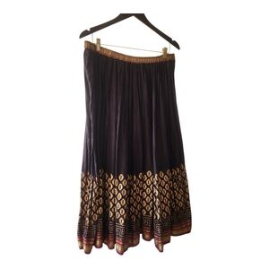 Soft Surroundings Maxi Skirt PXL Black Metallic Gold & Amber Boho